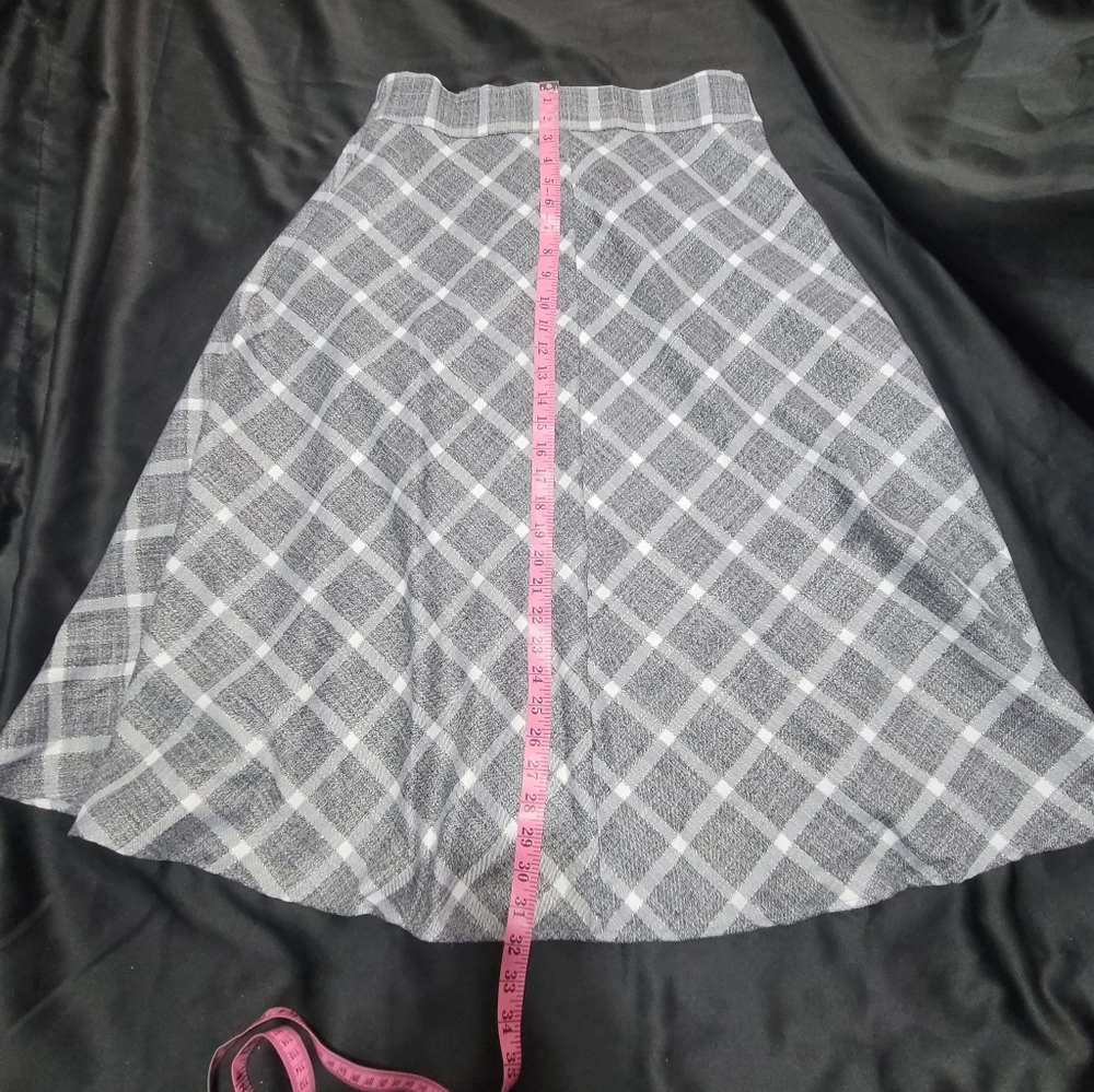 New Alcea Rosa High Waist Plaid Midi Skirt~A-Line~Dark Gray~Large - Picture 7 of 11